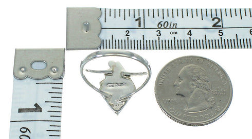 Multicolor Inlay Sterling Silver Southwest Water Wave Ring Size 6-1/4 AX80332